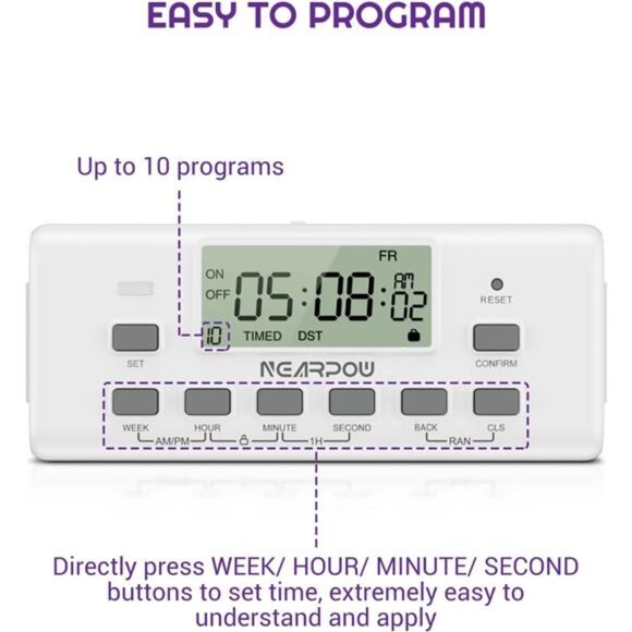 Digital Timer For Lamp With Dual Outlets,Programmable Timer In Door,Outlet Timer - Picture 6 of 7
